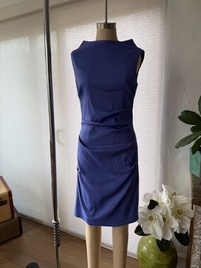 Sara Campbell “Magic Dress” – Periwinkle Blue Draped Sheath SZ 2NWT Made in USA